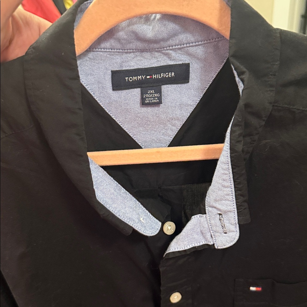 Tommy Hilfiger Black and Blue Collar Shirt
